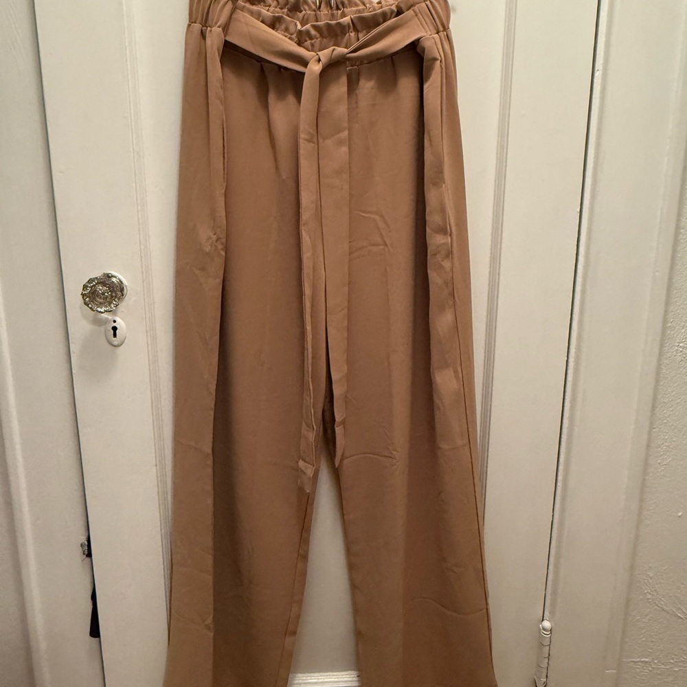 Chic Tan High-Waisted Pants